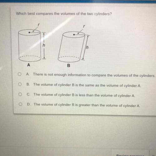 Which best compares the volumes of the two cylinders? Geometry