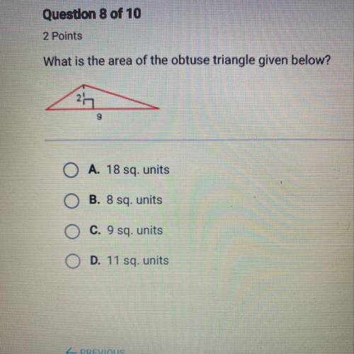 What is the area of the obtuse triangle given below?