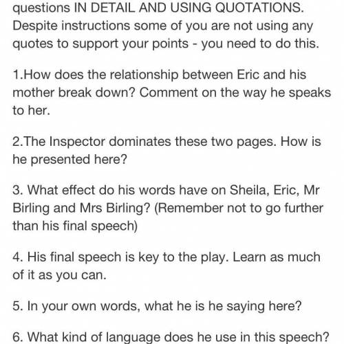 An inspector calls questions for act 3 - ending with the inspector’s exit.