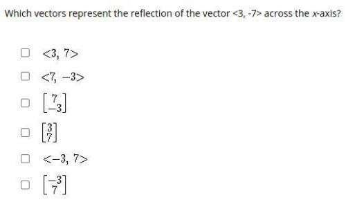 Please help us with Plato: Select all the correct answers. Which vectors represent the reflection o
