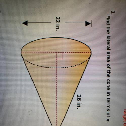 Find the lateral area of the cone in terms of pi.