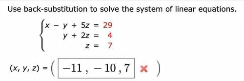 Use back-substitution to solve.