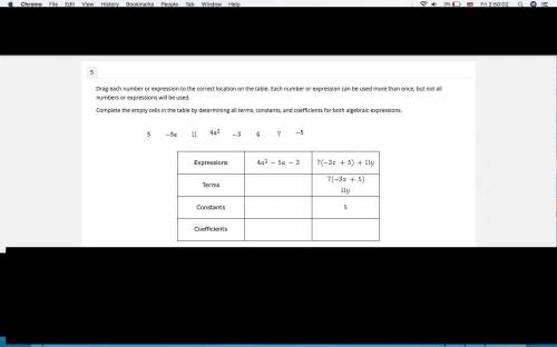 Drag each number or expression to the correct location on the table. Each number or expression can