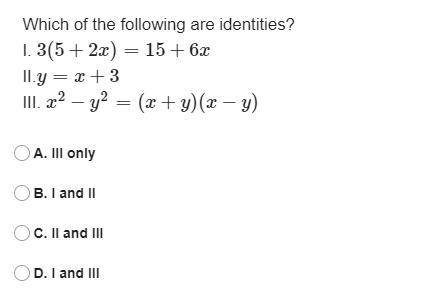 Which of the following are identities?