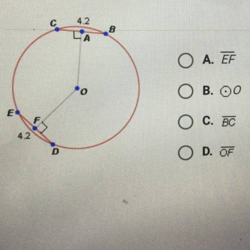 Fill in the blank given O below you can conclude that OA is congruent to￼