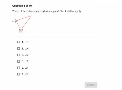 Which of the following are exterior angles? Check all that apply.