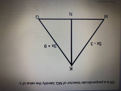 KN is perpendicular bisector of MQ identify the value of x