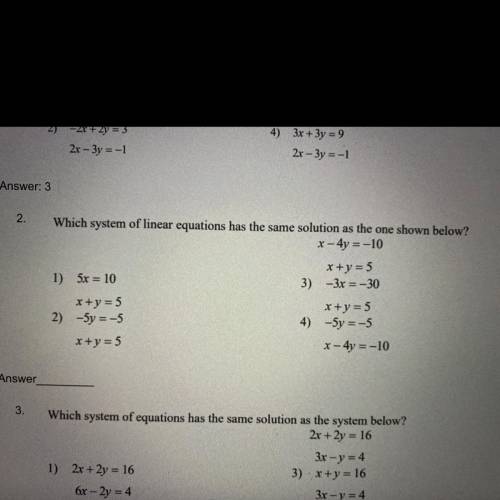 Which system of linear equations has the same solution as the one shown below?

x - 4y = -10
x+y =