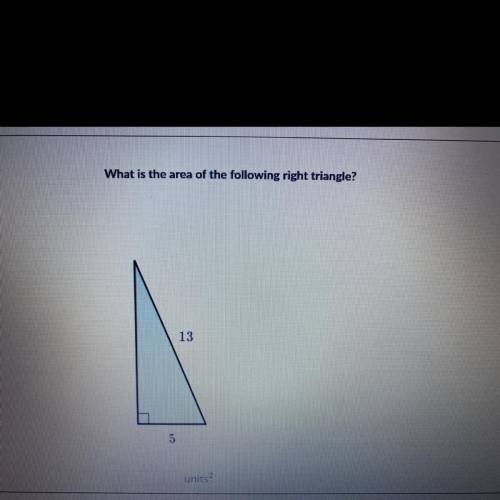 What is the area of the Tollowing right triangle?
13
5