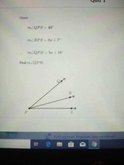 Find mQPR. Given mQPS=40, mRPS=8x7 mQPR=9x16