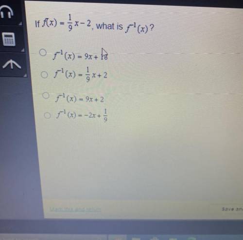 If f(x) = 1/9x - 2 what is f^1(x)