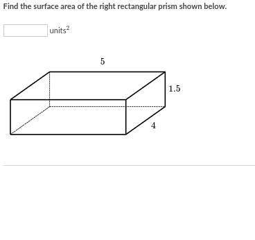Find the surface area of the right rectangular prism shown below. units²