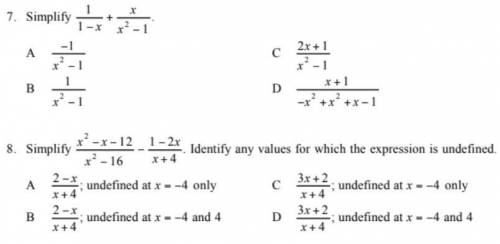 Simplifying Rational Expressions: I need answers for both 7 and 8 below. Answers for just one or th