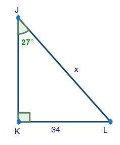In ΔJKL, solve for x. Please Help! ASAP! 45 points and brianliest! Triangle JKL where angle K is a