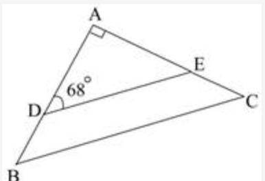Triangle ABC is a right triangle. Point D is the midpoint of side AB, and point E is the midpoint o