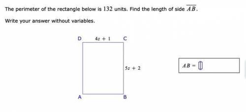 The perimeter of the rectangle below is 132 units.
