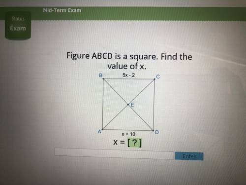 Figure ABCD is a square find the value of x