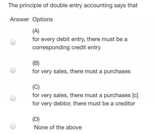 The principle of double entry accounting says that