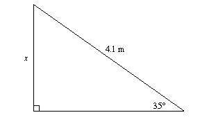 A slide 4.1 meters long makes an angle of 35 with the ground. To the nearest tenth of a meter, how