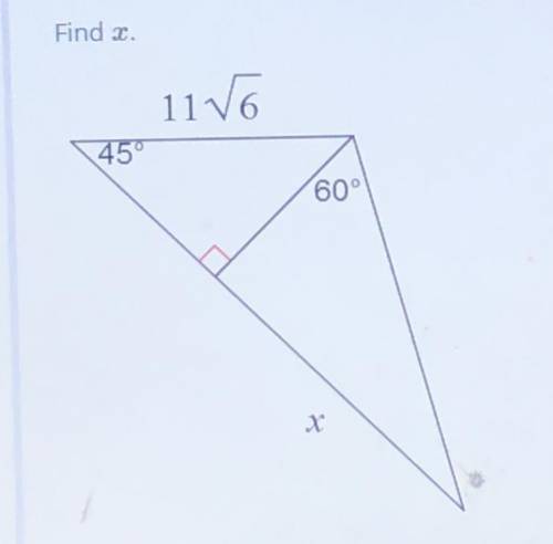 Find x
A. 33
B. 44√3
C. 33√2
D. 11√3