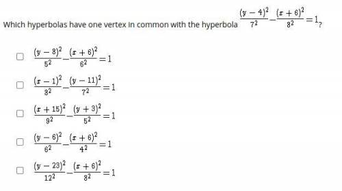 Which hyperbolas have one vertex in common with the hyperbola (y-4)^2