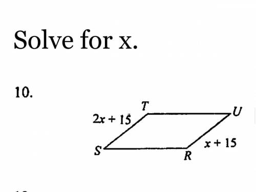 Solve for x. Show work plz