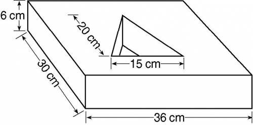 The figure below shows dimensions of a block of foam used to package a triangular shaped product. T
