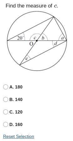 Please answer quickly, what is the measure of c