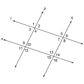 In the figure, p||q and r||s. Match each pair of congruent angles with the reason for their congrue