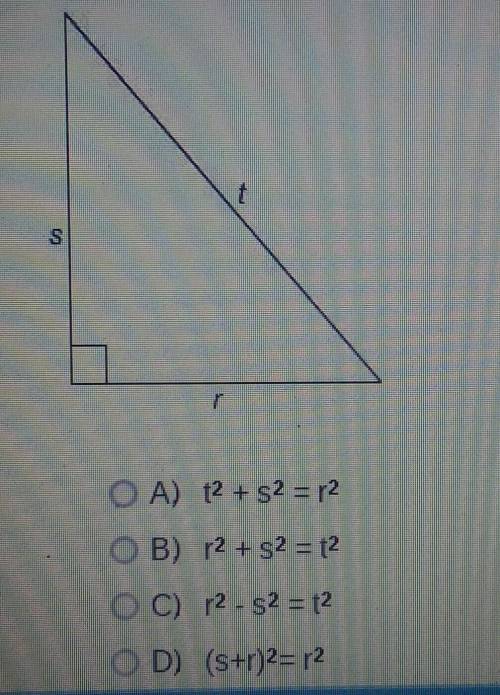 The triangle is a right triangle with the right angle marked. Which equation correctly expresses Th