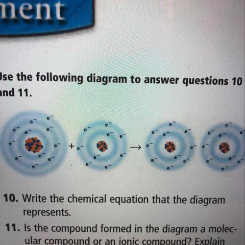 Write the chemical equation that the diagram

represents.
Please help I need to graduate!!
