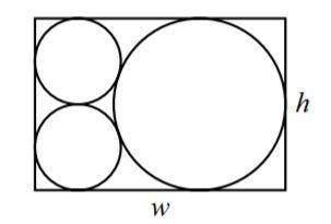 Three circles are inscribed in a rectangle of width w and height h as shown. Two of the circles are