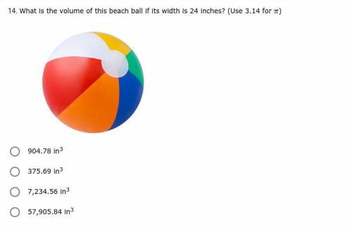 *PLEASE ANSWER, DIFFICULT QUESTION* What is the volume of this beach ball if its width is 24 inches