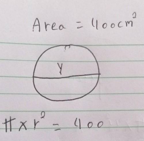 The Y is the diameter Find Y Area of the circle