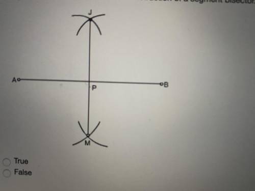 The figure below shows the correct construction of a segment bisector.