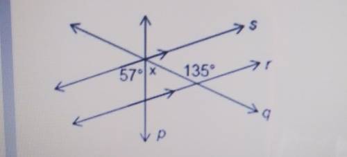 What's the value of x in the figure? A) 78° B) 57° C) 76° D) 33°