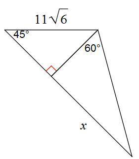 Find x. A. 332–√ B. 113–√ C. 33 D. 443–√