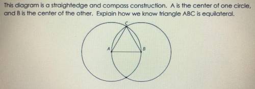 This diagram is a straightedge and compass construction. A is the center of one circle,

and B is