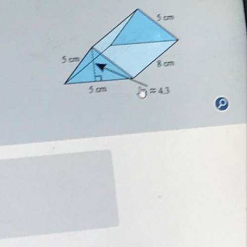 This figure is a right triangular prism. The sides of its triangular bases are each 5 cm and the he