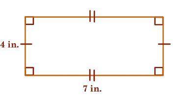 Find the perimeter of the rectangle with a A. 11 in. B. 22 in. C. 28 in. D. 56 in.