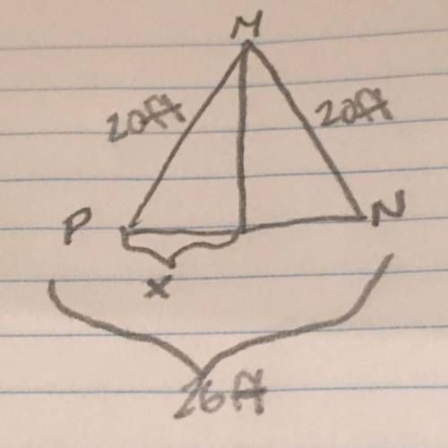 Determine the value of
x isosceles triangle?