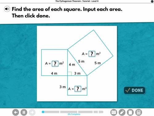Find The area of each square. Input each area then click them