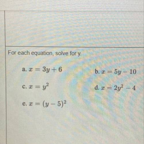 For each equation, solve for y