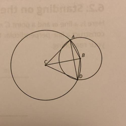 Here is a diagram of a straightedge and compass

construction. C is the center of one circle, and