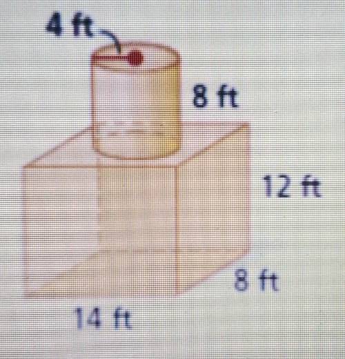 Find the volume and total surface area of the composite figure below.