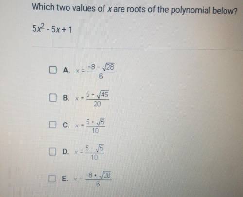 Which two values of X are roots of the polynomial below?
