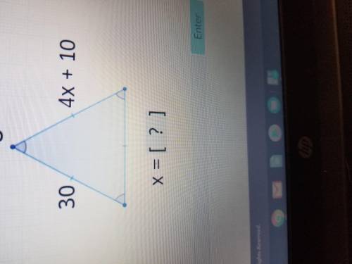 Given the following equilateral triangle,what is X?