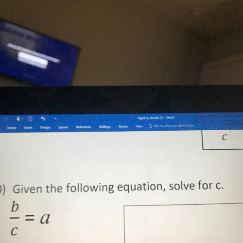 Given the following equation, solve for c.