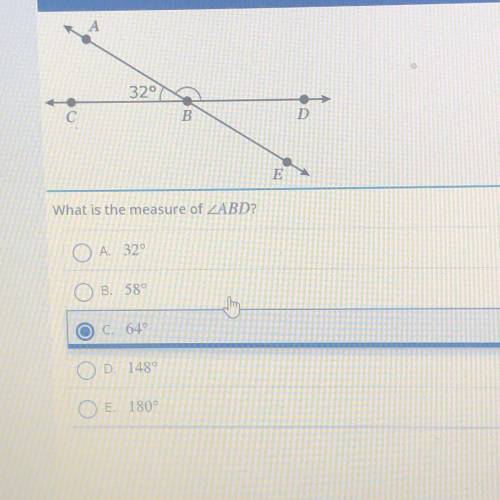 What is the measure of ZABD?
A. 329
B. 589
C. 640
D. 1489
E. 180