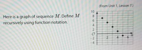 ☆☆please help due in a half hour!!!Here is a graph of sequence M. Define M recursively using functi